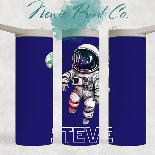 Astronaut - Personalized Insulated 20oz Dusty Pink Dual Lid Drink Bottles - Printed